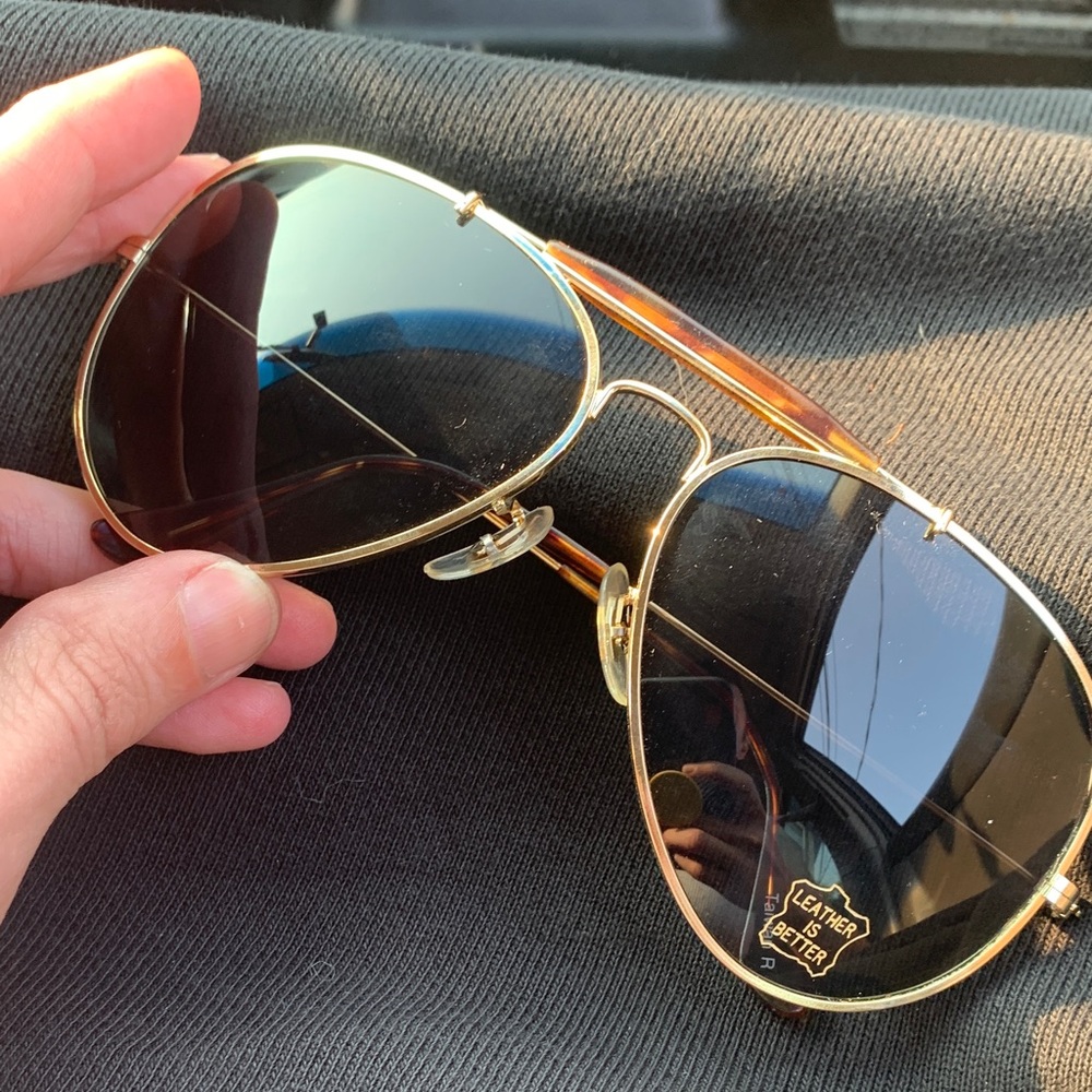 Leather Better Gold Aviator Sunglasses